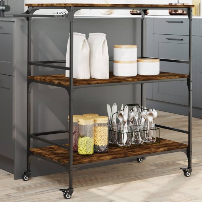 VXL8721012376298_m_en_hd_1.jpg Chariot de cuisine chêne fumé 100,5x50x105 cm bois d'ingénierie – Image 1