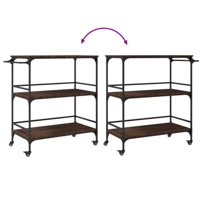 Chariot cuisine chêne marron 100,5x50x105 cm bois d'ingénierie – Image 10
