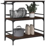 Chariot cuisine chêne marron 100,5x50x105 cm bois d'ingénierie – Image 4