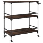 Chariot cuisine chêne marron 100,5x50x105 cm bois d'ingénierie – Image 7