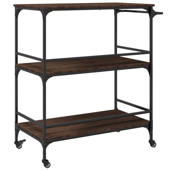 Chariot cuisine chêne marron 100,5x50x105 cm bois d'ingénierie – Image 7