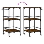 Chariot de cuisine chêne fumé 60,5x50x105 cm bois d'ingénierie – Image 10