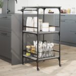 Chariot de cuisine sonoma gris 60,5x50x105 cm bois d'ingénierie – Image 2