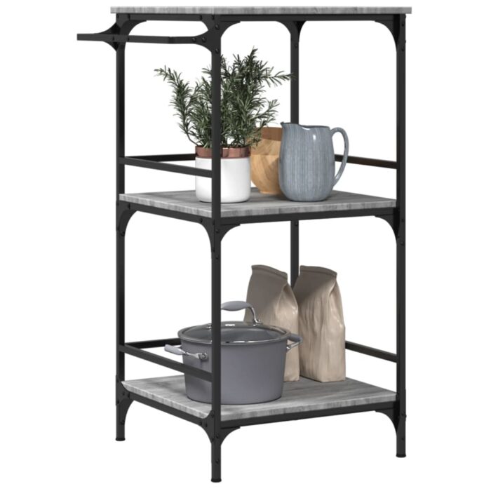 Chariot de cuisine sonoma gris 60,5x50x105 cm bois d'ingénierie – Image 4