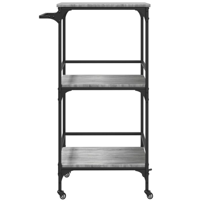 Chariot de cuisine sonoma gris 60,5x50x105 cm bois d'ingénierie – Image 5