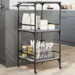 Chariot de cuisine sonoma gris 60,5x50x105 cm bois d'ingénierie