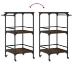 Chariot de cuisine chêne marron 60,5x50x105cm bois d'ingénierie – Image 10