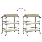 Chariot de cuisine chêne sonoma 81,5x41x92,5 cm bois ingénierie – Image 10