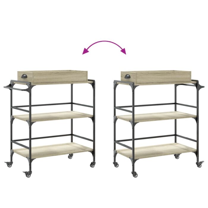 Chariot de cuisine chêne sonoma 81,5x41x92,5 cm bois ingénierie – Image 10