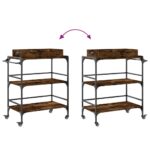 Chariot de cuisine chêne fumé 81,5x41x92,5 cm bois d'ingénierie – Image 10