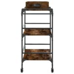 Chariot de cuisine chêne fumé 81,5x41x92,5 cm bois d'ingénierie – Image 6