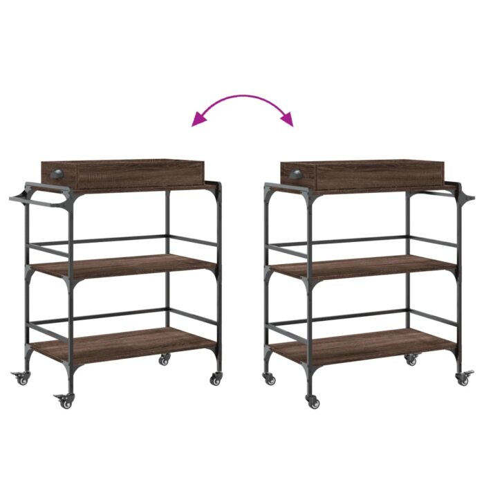 Chariot de cuisine chêne marron 81,5x41x92,5 cm bois ingénierie – Image 10