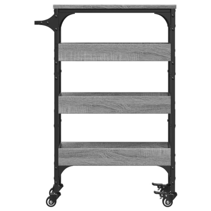 Chariot de cuisine sonoma gris 53x20x76 cm bois d'ingénierie – Image 5