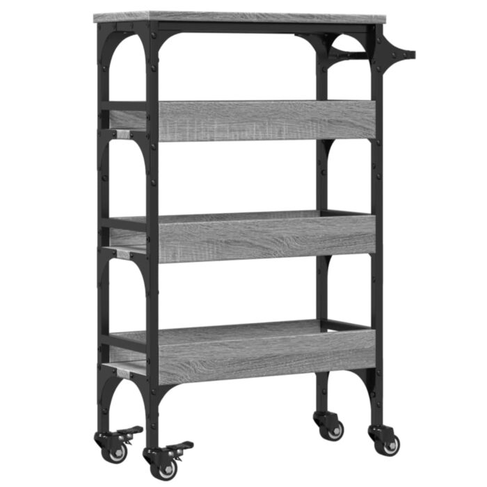 Chariot de cuisine sonoma gris 53x20x76 cm bois d'ingénierie – Image 7
