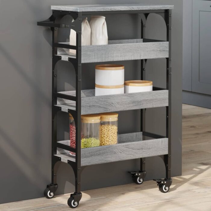 Chariot de cuisine sonoma gris 53x20x76 cm bois d'ingénierie – Image 1