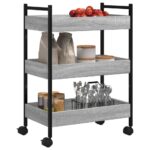 Chariot de cuisine sonoma gris 50x30x70 cm bois d'ingénierie – Image 4