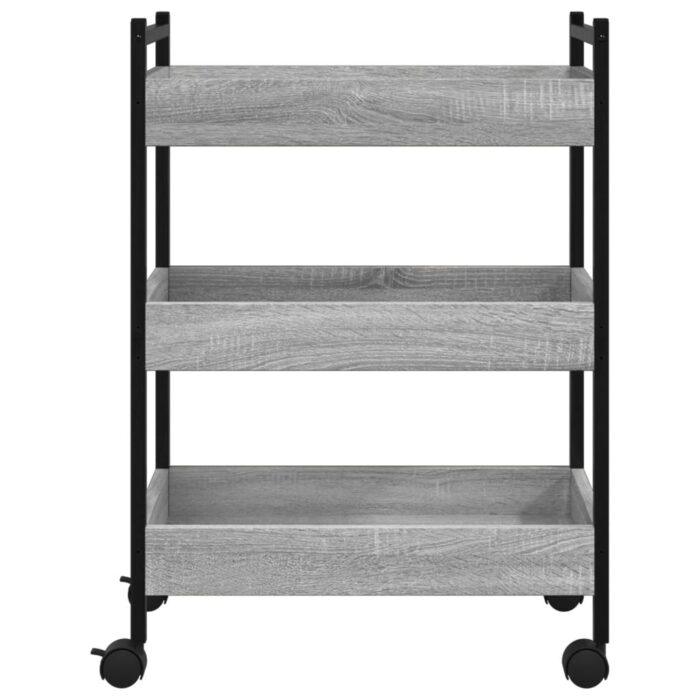 Chariot de cuisine sonoma gris 50x30x70 cm bois d'ingénierie – Image 5