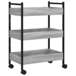 Chariot de cuisine sonoma gris 50x30x70 cm bois d'ingénierie – Image 7