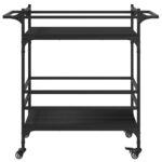 Chariot de cuisine noir 82x40x78,5 cm bois d'ingénierie – Image 5