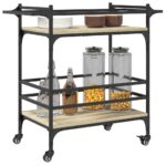 Chariot de cuisine chêne sonoma 82x40x78,5 cm bois d'ingénierie – Image 3