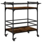 Chariot de cuisine chêne fumé 82x40x78,5 cm bois d'ingénierie – Image 7