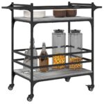 Chariot de cuisine sonoma gris 82x40x78,5 cm bois d'ingénierie – Image 3