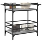 Chariot de cuisine sonoma gris 82x40x78,5 cm bois d'ingénierie – Image 4