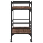 Chariot de cuisine chêne marron 82x40x78,5 cm bois d'ingénierie – Image 6