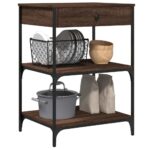 Chariot de cuisine chêne marron 60x48x89,5 cm bois d'ingénierie – Image 3
