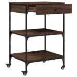 Chariot de cuisine chêne marron 60x48x89,5 cm bois d'ingénierie – Image 5