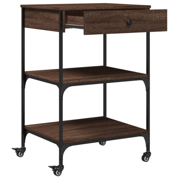 Chariot de cuisine chêne marron 60x48x89,5 cm bois d'ingénierie – Image 5