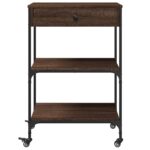 Chariot de cuisine chêne marron 60x48x89,5 cm bois d'ingénierie – Image 6