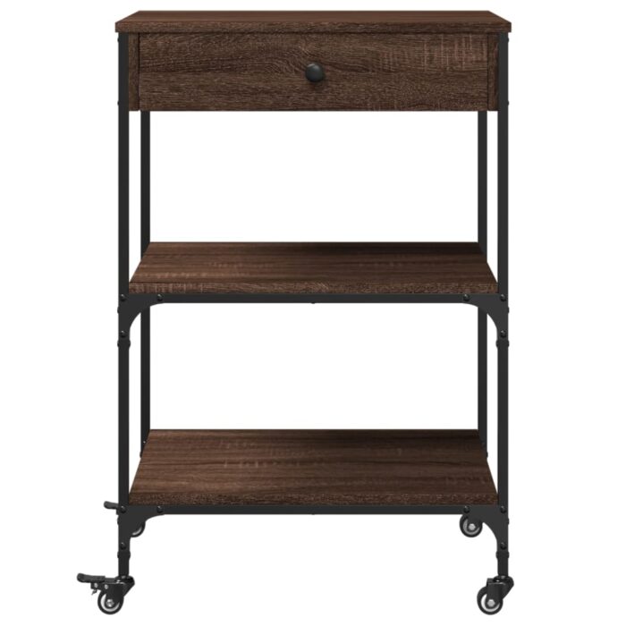 Chariot de cuisine chêne marron 60x48x89,5 cm bois d'ingénierie – Image 6