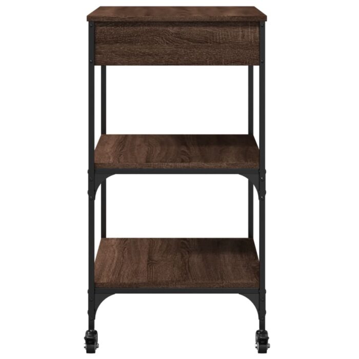 Chariot de cuisine chêne marron 60x48x89,5 cm bois d'ingénierie – Image 7