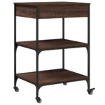 Chariot de cuisine chêne marron 60x48x89,5 cm bois d'ingénierie – Image 8