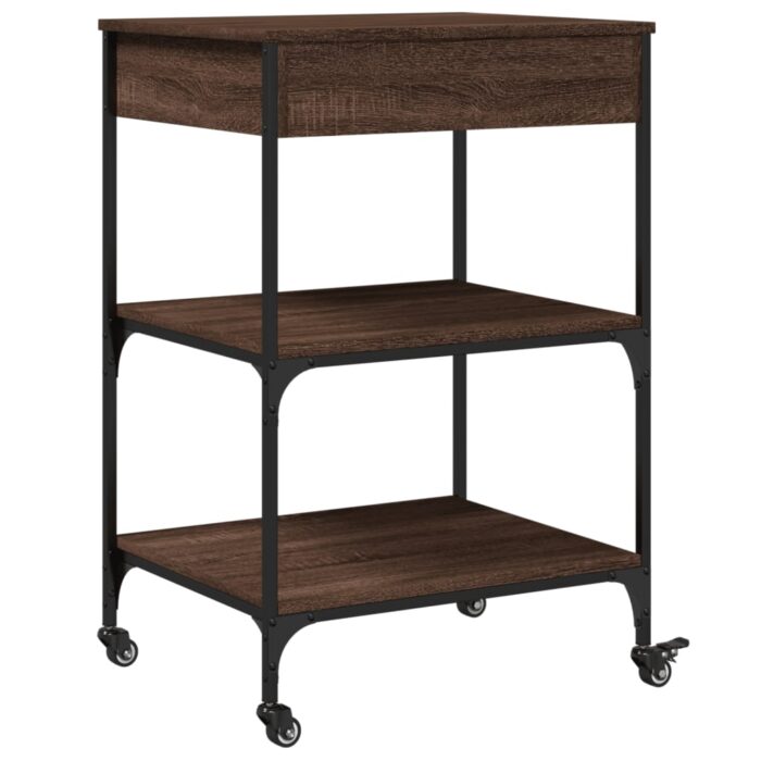 Chariot de cuisine chêne marron 60x48x89,5 cm bois d'ingénierie – Image 8