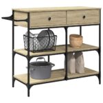 Chariot de cuisine chêne sonoma 105x42x95 cm bois d'ingénierie – Image 3