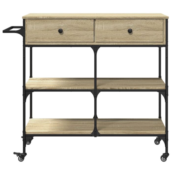 Chariot de cuisine chêne sonoma 105x42x95 cm bois d'ingénierie – Image 5