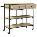 Chariot de cuisine chêne sonoma 105x42x95 cm bois d'ingénierie – Image 6