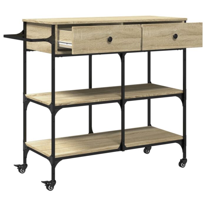 Chariot de cuisine chêne sonoma 105x42x95 cm bois d'ingénierie – Image 6
