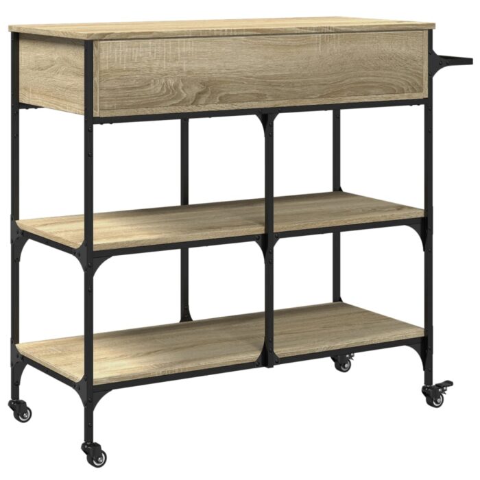 Chariot de cuisine chêne sonoma 105x42x95 cm bois d'ingénierie – Image 8