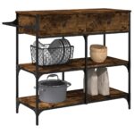 Chariot de cuisine chêne fumé 105x42x95 cm bois d'ingénierie – Image 3