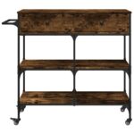Chariot de cuisine chêne fumé 105x42x95 cm bois d'ingénierie – Image 5