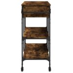 Chariot de cuisine chêne fumé 105x42x95 cm bois d'ingénierie – Image 7