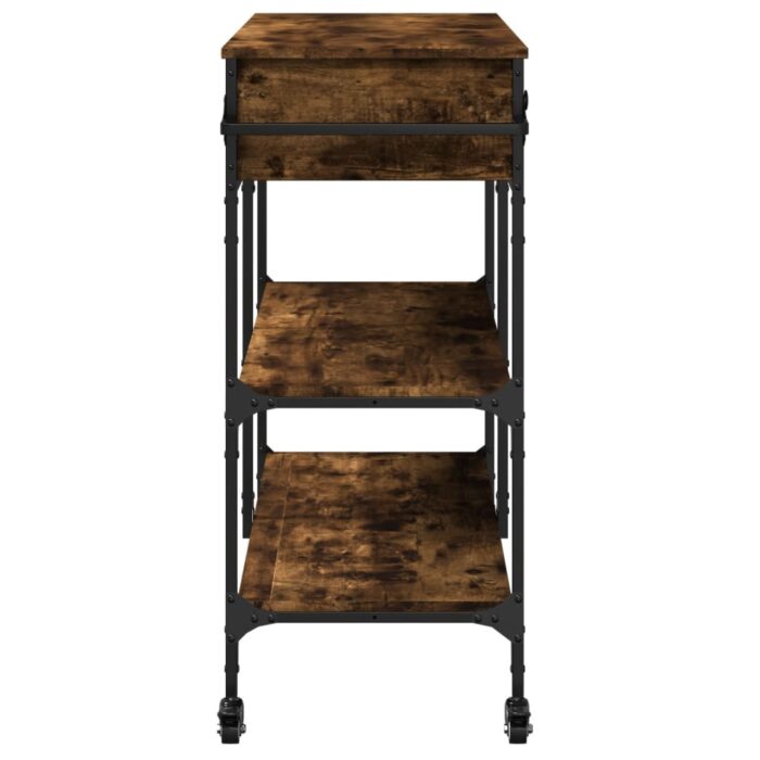 Chariot de cuisine chêne fumé 105x42x95 cm bois d'ingénierie – Image 7