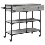 Chariot de cuisine sonoma gris 105x42x95 cm bois d'ingénierie – Image 6