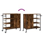Chariot de cuisine chêne fumé 87,5x38,5x84,5 cm bois ingénierie – Image 11