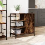 Chariot de cuisine chêne fumé 87,5x38,5x84,5 cm bois ingénierie – Image 2