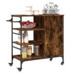Chariot de cuisine chêne fumé 87,5x38,5x84,5 cm bois ingénierie – Image 3