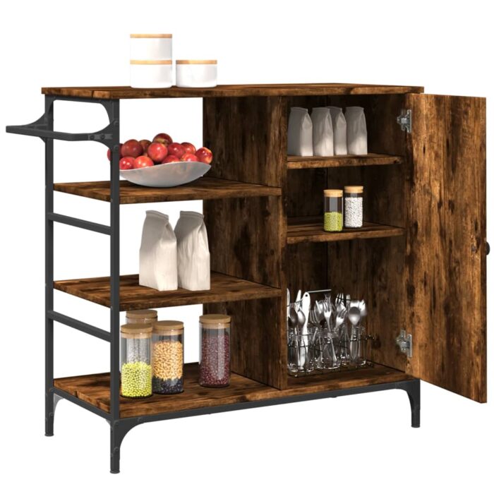 Chariot de cuisine chêne fumé 87,5x38,5x84,5 cm bois ingénierie – Image 5